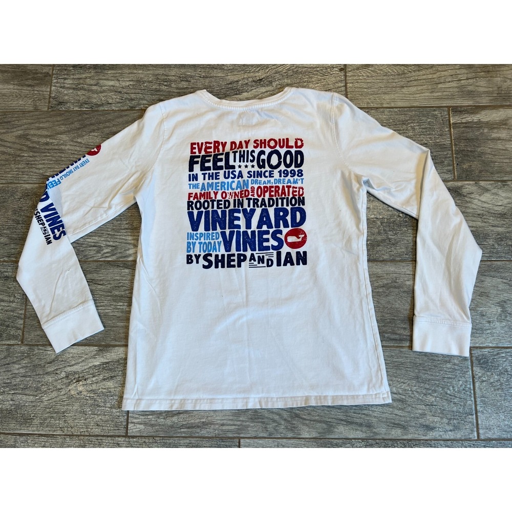 Vineyard Vines Tee‎ Shirt Small Long Sleeve Pocket T-Shirt Womens Feel Good HoLe